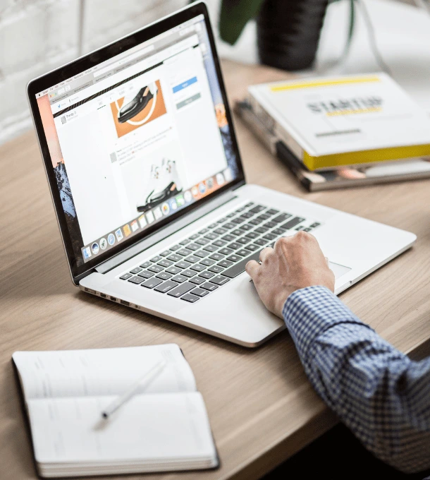 using a laptop